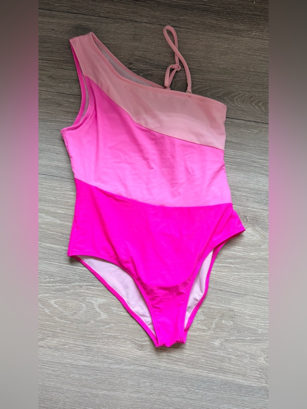 Colorblock One-Shoulder Pink Swimsuit